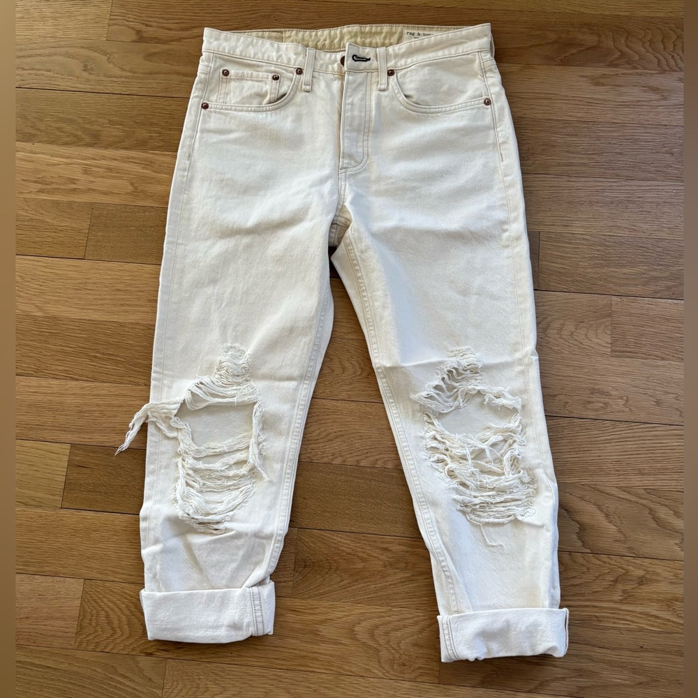 Rag & Bone off white distressed jeans Size 26